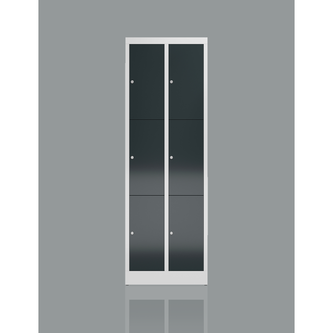 Seitenansicht Schließfachschrank Fächerschrank 6 Fächer Spind 180x60x50cm Wertfachschrank grau/anthrazit X-520328