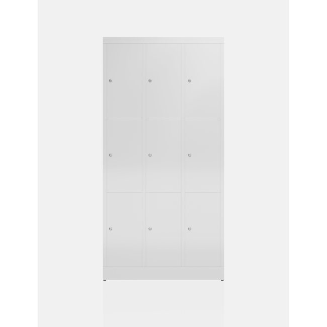 Seitenansicht Schließfachschrank Fächerschrank 9 Fächer Spind 180x87x50cm Wertfachschrank grau X-520330