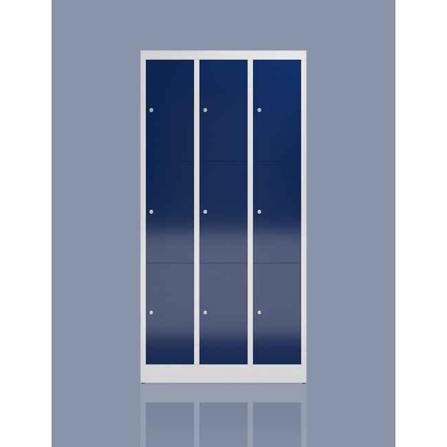 Sitenansicht Schließfachschrank Fächerschrank 9 Fächer Spind 180x87x50cm Wertfachschrank grau/blau X-520331