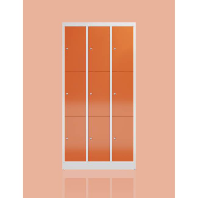 Seitenansicht Schließfachschrank Fächerschrank 9 Fächer Spind 180x87x50cm Wertfachschrank grau/rot X-520334