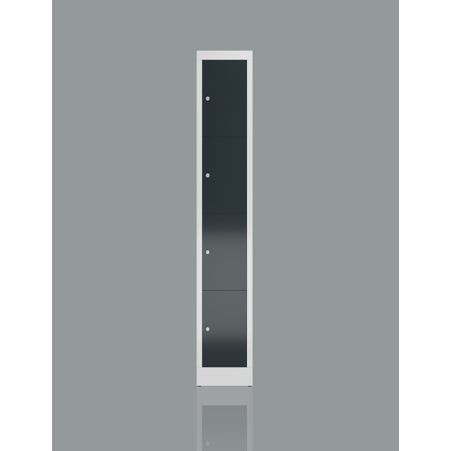 Seitenansicht Schließfachschrank Fächerschrank 4 Fächer Spind 180x31x50cm Wertfachschrank grau/anthrazit X-520418