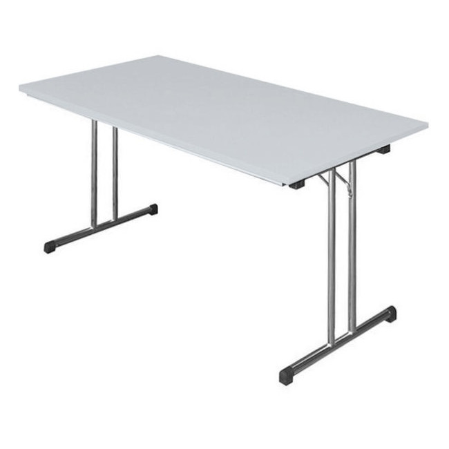 Klapptisch Besprechungstisch Konferenztisch Schreibtisch 120 x 80 cm Gestell Chrom / Platte Lichtgrau