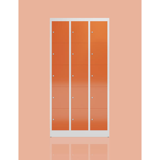 Seitenansicht Schließfachschrank Fächerschrank 15 Fächer Spind 180x87x50cm Wertfachschrank grau/rot X-520534