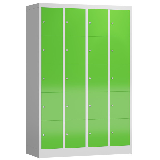 Seitenansicht Schließfachschrank Fächerschrank 20 Fächer Spind 180x120x50cm lichtgrau/gelbgrün X-520545_1