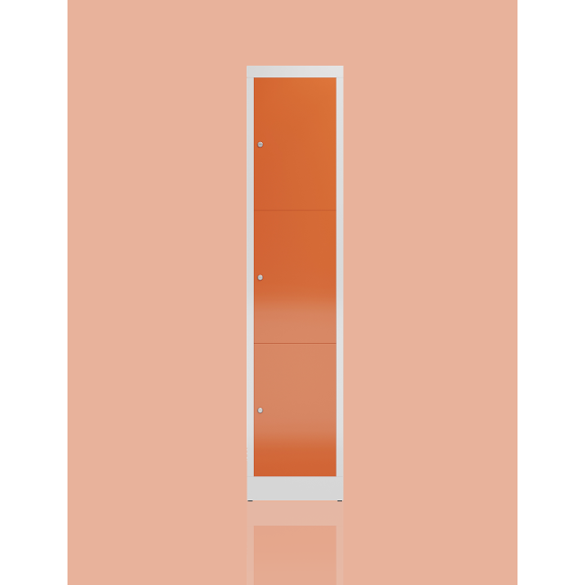 Seitenansicht XL Spind 3 Fächer Wertfachschrank extra breit 1800 x 415 x 500 mm Fächerschrank grau/rot X-523314