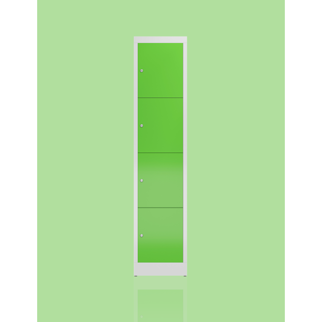 Seitenansicht XL Spind 4 Fächer extra breit Wertfachschrank 1800 x 415 x 500 mm Fächerschrank grau/grün X-523415