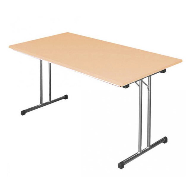 Klapptisch Besprechungstisch Konferenztisch Schreibtisch 140 x 80 cm Gestell Chrom / Platte Buche-Dekor 350611