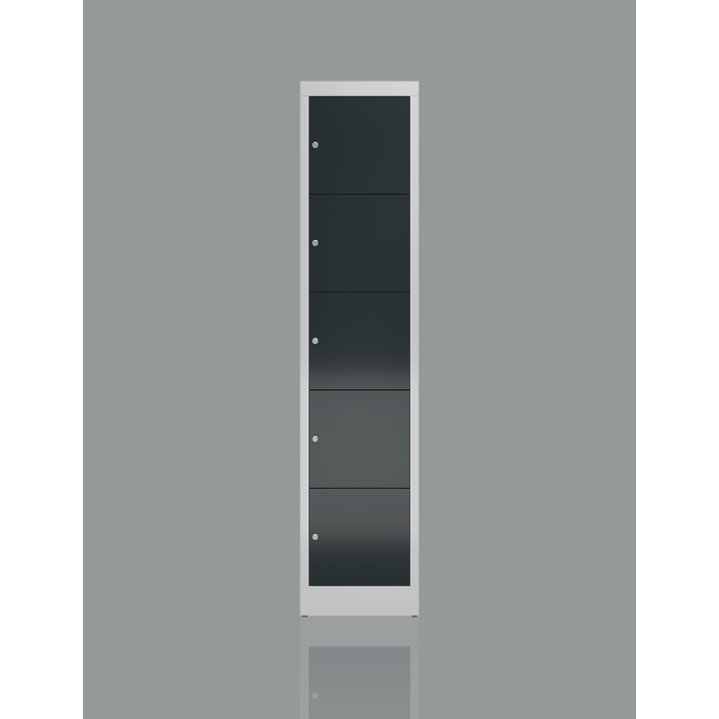 Seitenansicht XL Schließfachschrank 5 Fächer extra breit Wertfachschrank 180 x41,5x50cm grau/anthrazit X-523518
