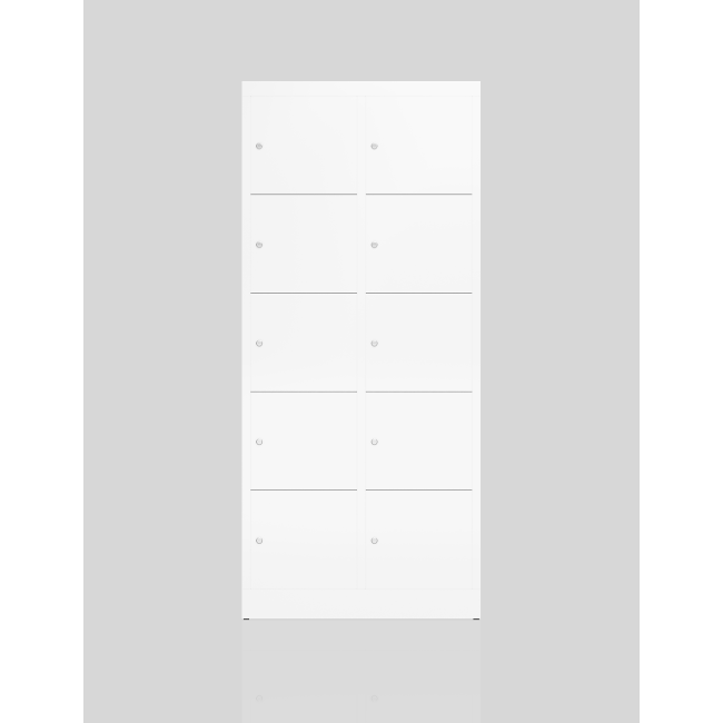 Seitenansicht XL Schließfachschrank 10 Fächer extra breit Wertfachschrank 180x80x50cm weiß X-523527