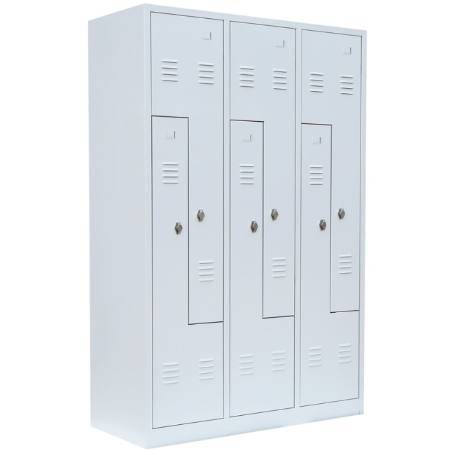 B-WARE - Lüllmann® Z-Garderobenschrank, 6 Abteile, 1800 x 1185 x 500 mm, lichtgrau