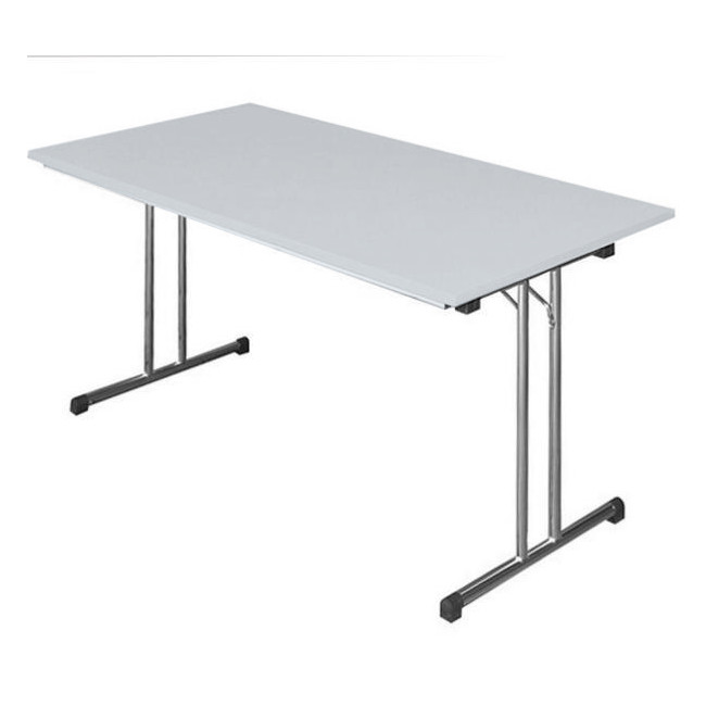 Klapptisch Besprechungstisch Konferenztisch Schreibtisch 180 x 80 cm Gestell Chrom / Platte Lichtgrau 350630