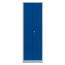 Gebraucht - L&uuml;llmann&reg; Garderobenschrank, 2 Abteile mittig schlie&szlig;end, 1800 x 600 x 500 mm, lichtgrau/enzianblau