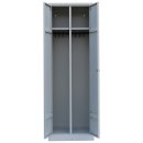 Gebraucht - Lüllmann® Garderobenschrank, 2 Abteile mittig schließend, 1800 x 600 x 500 mm, lichtgrau/enzianblau