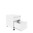 Rollcontainer - 59 cm tief - 2 Schubladen - Holztop - wei&szlig;
