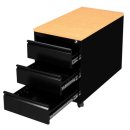 B&uuml;ro Rollcontainer B&uuml;rocontainer Holz-Abdeckplatte 3 Schubladen 62x46x79cm Schwarz/Buche-Dekor 505801