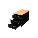 B&uuml;ro Rollcontainer B&uuml;rocontainer Holz-Abdeckplatte 3 Schubladen 62x46x79cm Schwarz/Buche-Dekor 505801