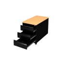 Rollcontainer - 3 Sch&uuml;be - 62 cm hoch - schwarz/buche