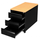 Rollcontainer - 3 Sch&uuml;be - 62 cm hoch - schwarz/buche