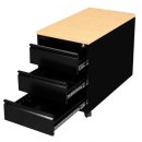 B&uuml;ro Rollcontainer B&uuml;rocontainer Holz-Abdeckplatte 3 Schubladen 62x46x79cm Schwarz/Ahorn-Dekor 505802