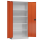 Ansicht Innen mit geöffneten Türen vom Steelboxx Aktenschrank 195x92x60cm Büro Metallschrank abschließbar Mehrzweckschrank grau/rot X-530364 komplett montiert.