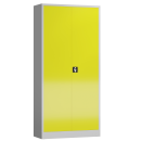 Ansicht von Innen mit ge&ouml;ffneten T&uuml;ren vom Steelboxx Aktenschrank 195x92x60cm B&uuml;ro Metallschrank abschlie&szlig;bar Mehrzweckschrank grau/gelb X-530366 komplett montiert.