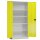 Aktenschrank abschließbar - Flügeltüren - 4 Böden - 5 Ordnerhöhen - T 600 mm - grau/gelb
