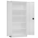 Ansicht mit ge&ouml;ffneten T&uuml;ren von Innen vom Steelboxx Aktenschrank 195x92x60cm B&uuml;ro Metallschrank abschlie&szlig;bar Mehrzweckschrank wei&szlig; X-530367 komplett montiert.