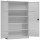 Ansicht mit geöffneten Türen vom Steelboxx Metallschrank abschließbar Aktenschrank 1945 x 1200 x 420 mm grau X-530370 komplett montiert.