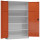 Ansicht Innen mit geöffneten Türen vom Steelboxx XL Metallschrank abschließbar Flügeltürenschrank Aktenschrank 1945 x 1200 x 420 mm grau/rot X-530374 komplett montiert.