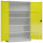 Ansicht von Innen mit geöffneten Türen vom Steelboxx XL Metallschrank abschließbar Flügeltürenschrank Aktenschrank 1945 x 1200 x 420 mm grau/gelb X-530376 komplett montiert.
