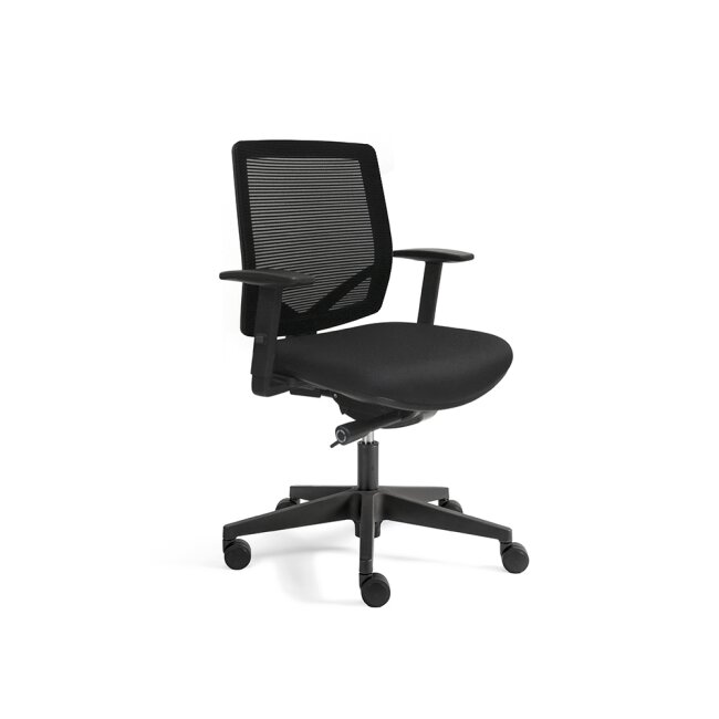 Bürodrehstuhl mit 2D Armlehnen Netz Kunststofffußkreuz schwarz 210335