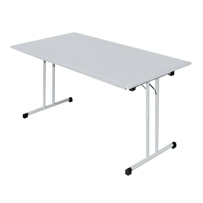 Frontansicht vom Steelboxx Klapptisch Besprechungstisch Konferenztisch T-Fuß 750 x 1200 x 600 mm grau X-350480