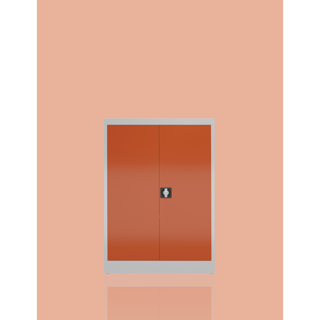 Seitenansicht vom Steelboxx Metallschrank abschließbar Flügeltürenschrank Aktenschrank 120x92x42cm  grau X-530320 komplett montiert.