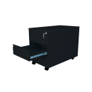 Rollcontainer - 59 cm tief - 3 Schubladen - Stahltop - schwarz