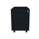Rollcontainer - 59 cm tief - 3 Schubladen - Stahltop - schwarz