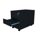Rollcontainer - 59 cm tief - 3 Schubladen - Stahltop - schwarz