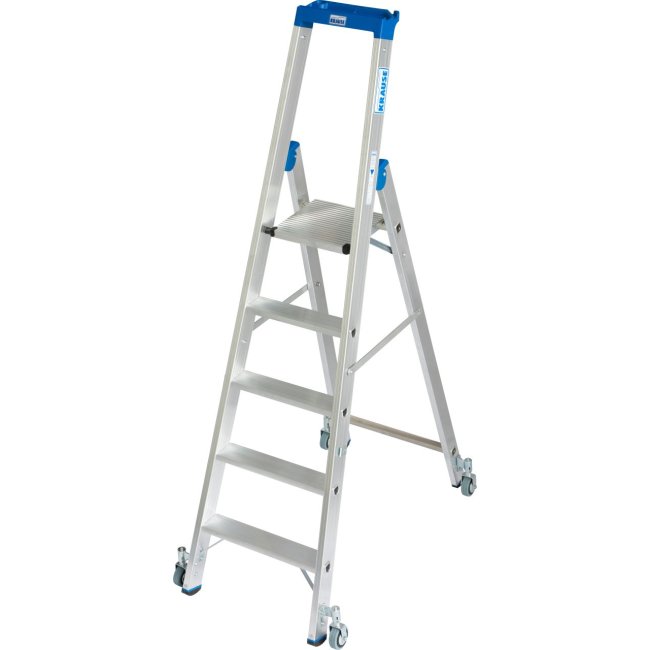 STABILO® fahrbare Stufenstehleiter, Alu, 5 Stufen