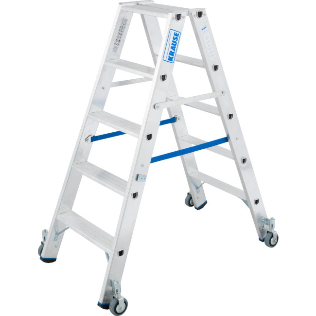 STABILO® fahrbare Stufendoppelleiter, Alu, 2x 5 Stufen