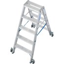 STABILO&reg; fahrbare Stufendoppelleiter, Alu, 2x 5 Stufen