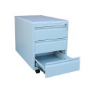 Rollcontainer - 79 cm tief - 3 Schubladen - Stahltop - grau