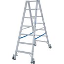 STABILO® fahrbare Stufendoppelleiter, Alu, 2x 7 Stufen