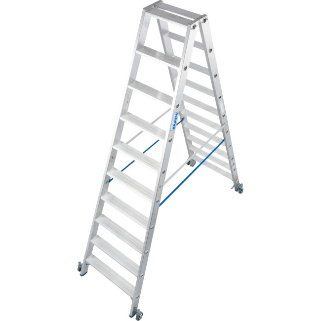 STABILO® fahrbare Stufendoppelleiter, Alu, 2x 10 Stufen