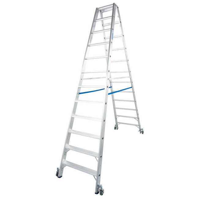 STABILO® fahrbare Stufendoppelleiter, Alu, 2x 12 Stufen