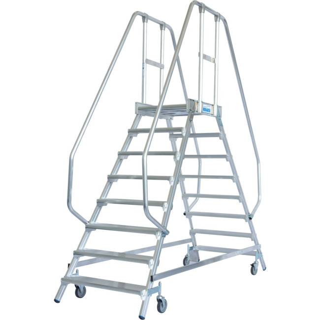 STABILO® fahrbare Podestleiter, beidseitig begehbar, 2x 8 Stufen