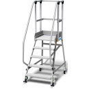 STABILO&reg; fahrbare Podestleiter, einseitig begehbar, mit Fu&szlig;leiste + extra hohem Handlauf, 5 Stufen