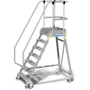 STABILO&reg; fahrbare Podestleiter, einseitig begehbar, mit Fu&szlig;leiste + extra hohem Handlauf, 7 Stufen