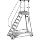 STABILO&reg; fahrbare Podestleiter, einseitig begehbar, mit Fu&szlig;leiste + extra hohem Handlauf, 8 Stufen