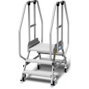 STABILO&reg; fahrbare Podestleiter, beidseitig begehbar, mit Fu&szlig;leiste + extra hohem Handlauf, 2x 3 Stufen