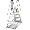 STABILO&reg; fahrbare Podestleiter, beidseitig begehbar, mit Fu&szlig;leiste + extra hohem Handlauf, 2x 8 Stufen