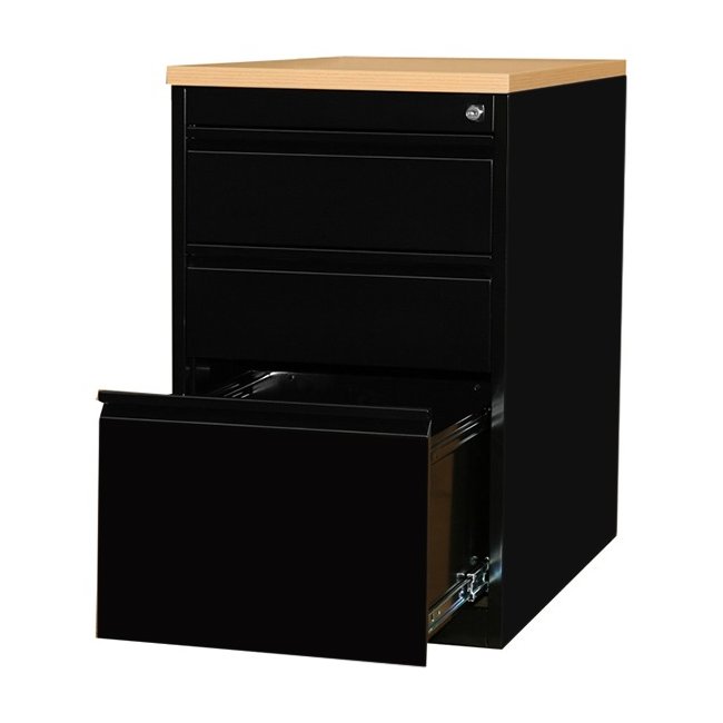 Büro Standcontainer Hängeregistraturschrank für DIN A4 Hängemappen 75x46x79cm Schwarz/Buche-Dekor 509401